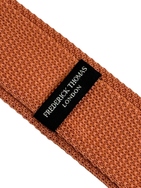 copper orange dark peach coral knitted tie